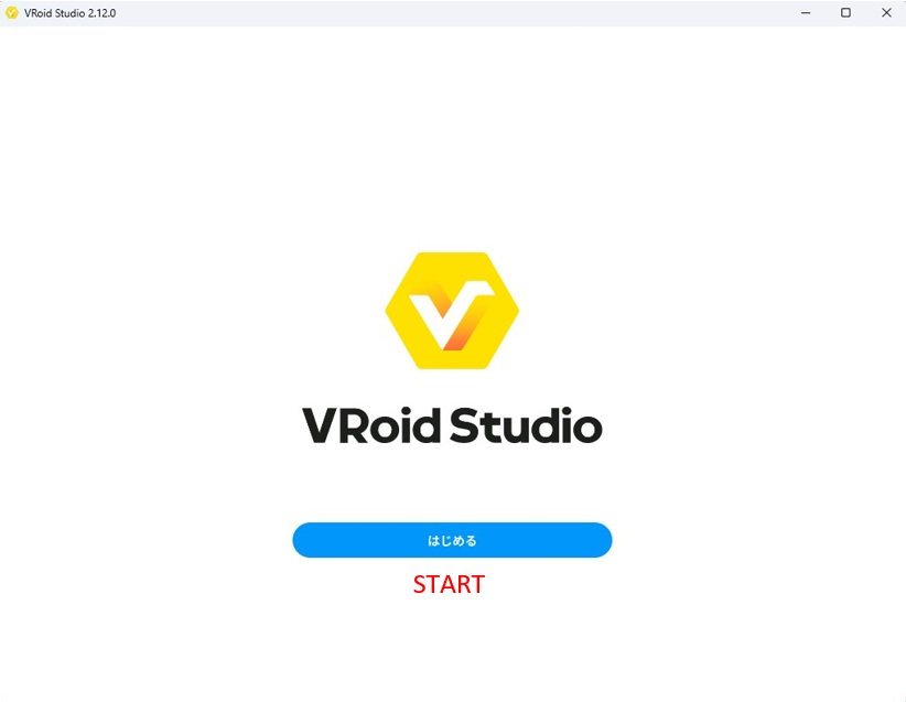 VRoid Studio launch screen with START button